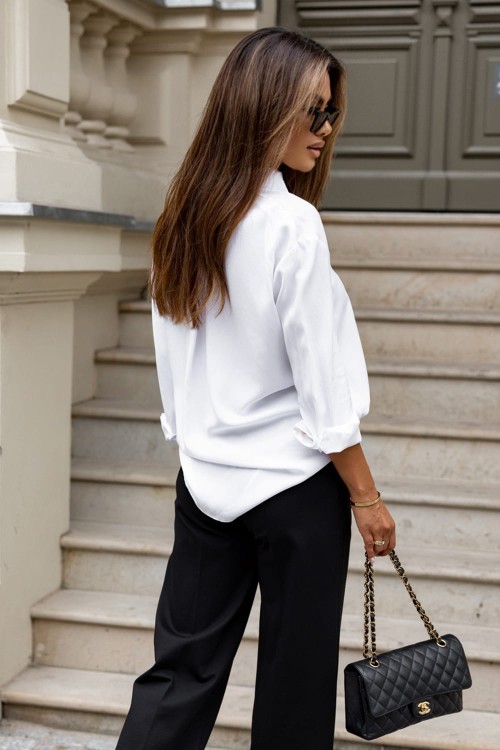 Biała koszula Emilie ze złotymi guzikami-6 2494  | 1317-S/M