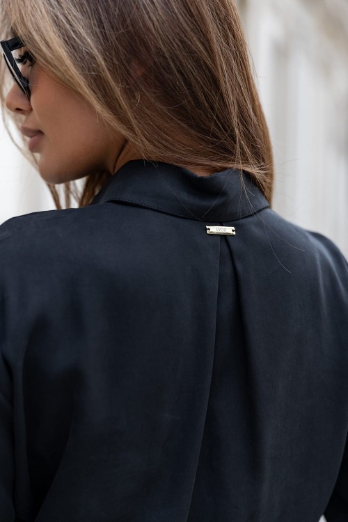 Czarna koszula Emilie ze złotymi guzikami-6 2505  | 1328-S/M