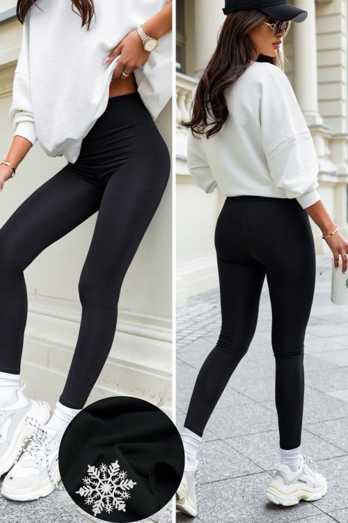 Czarne lekko ocieplane legginsy iwi-1 2608  | 1339-34