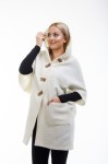 Kamizelka poncho Claudia z kapturem kremowa
