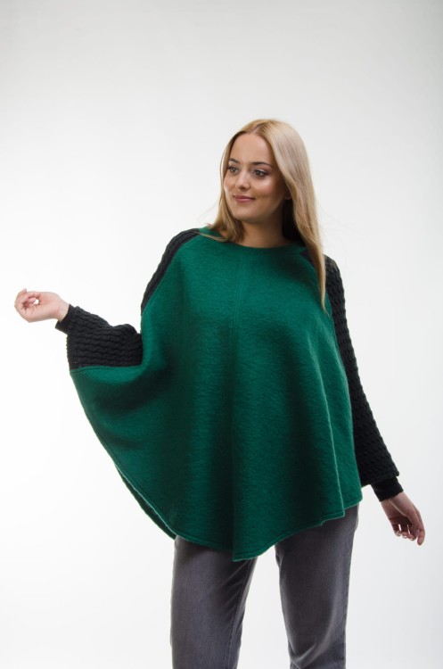 Maleni poncho Klara butelkowa zieleń 3.jpg