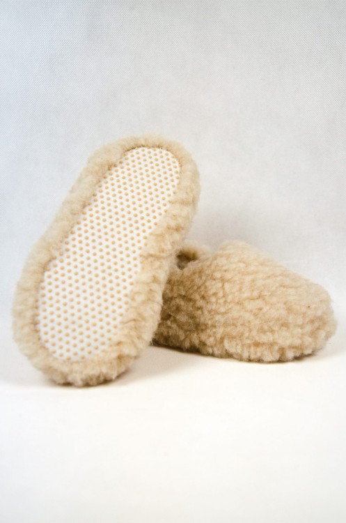 Papcie wełniane dziecięce beż 4