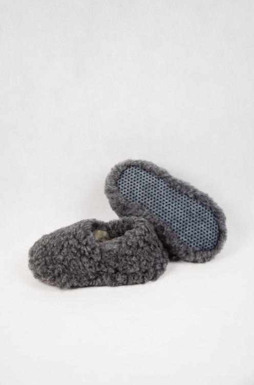 Papcie wełniane dziecięce grafit 4