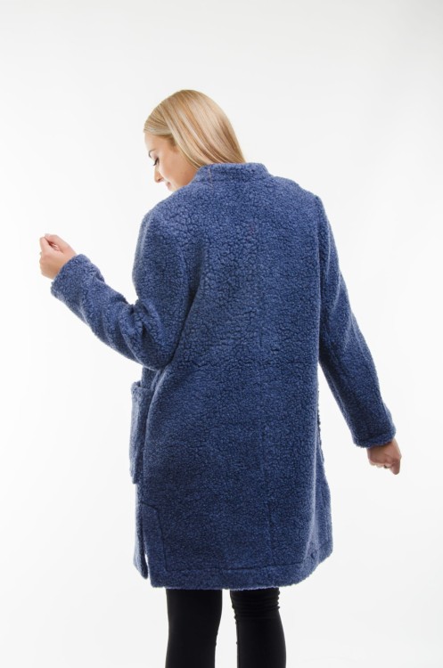 Maleni plaszcz damski Otylia granatowy baranek 2