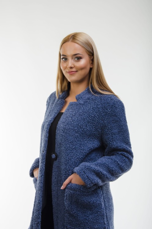 Maleni plaszcz damski Otylia granatowy baranek