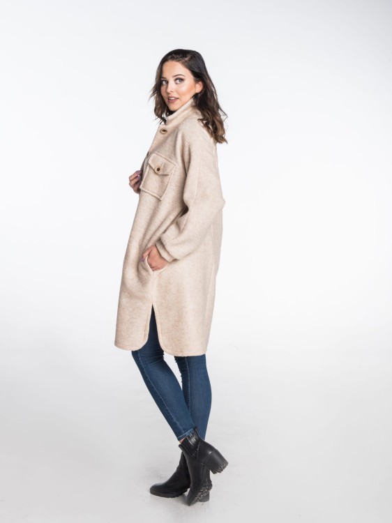 Maleni Koszula – płaszcz z wełny beżowa 1
