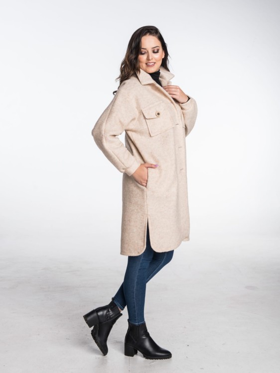 Maleni Koszula – płaszcz z wełny beżowa 2