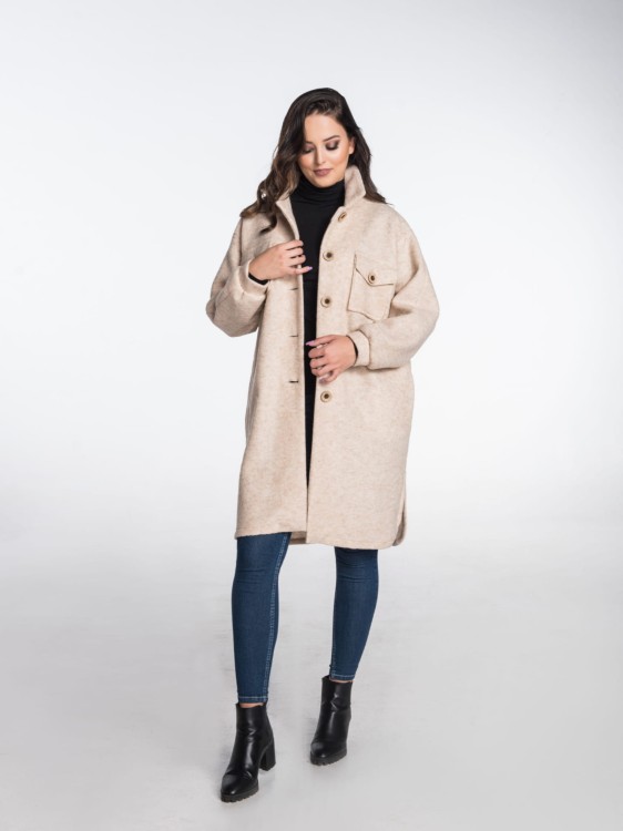 Maleni Koszula – płaszcz z wełny beżowa 4