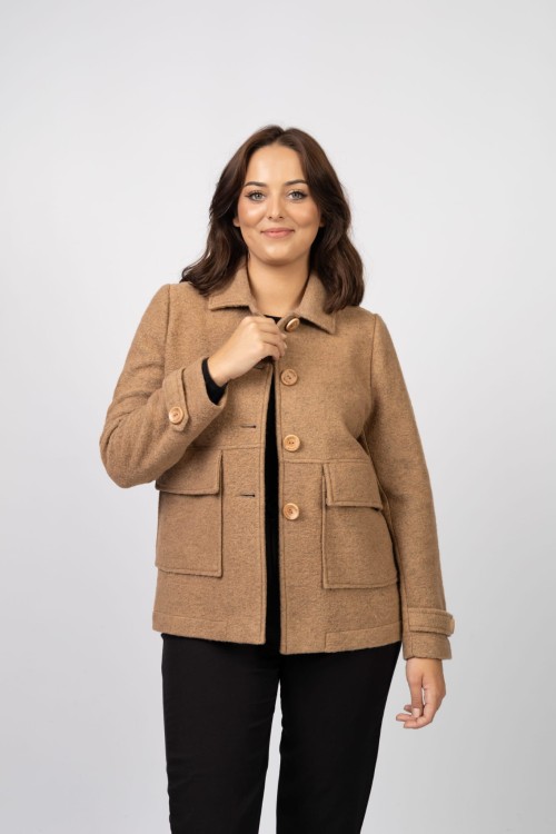 Maleni wełniana kurtka damska Porto – 100% wełna w kolorze camel 1.jpg