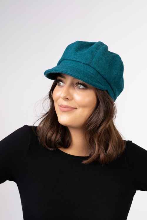 Maleni Kaszkiet damski z wełny turkusowy