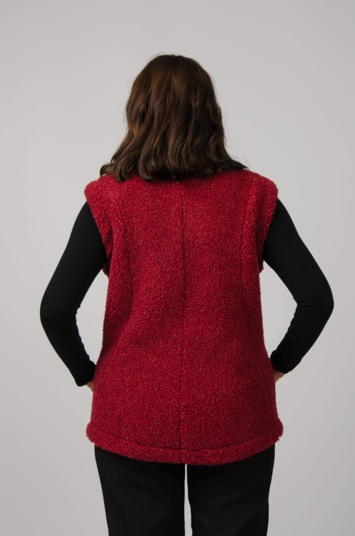 Maleni Kamizelka z wełny Merynos na stójce bordowa