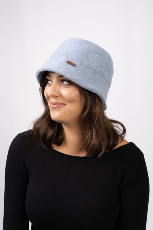 Maleni Kapelusz typu bucket z wełny błękitny