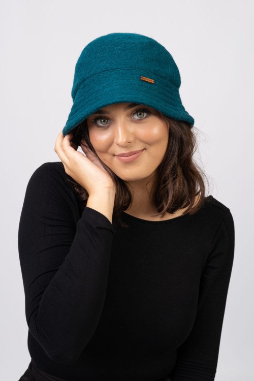 Maleni Kapelusz typu bucket z wełny turkusowy