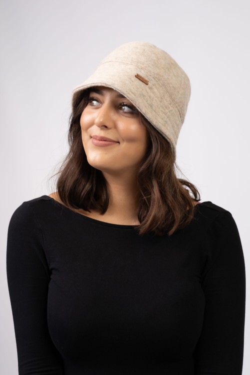 Maleni Kapelusz typu bucket z wełny beżowy