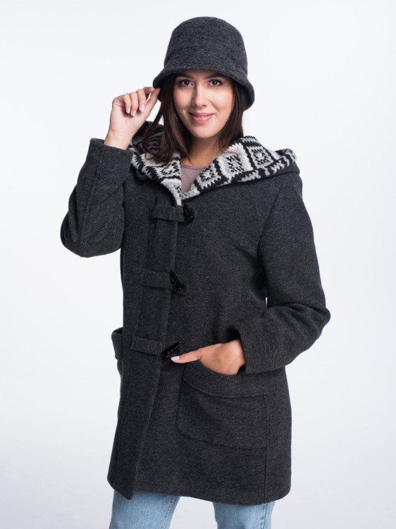 Maleni Kapelusz typu bucket z wełny grafitowy