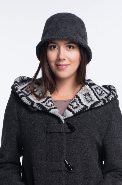 Maleni Kapelusz typu bucket z wełny grafitowy