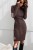 Czekoladowa elastyczna sukienka w prążek NOLIA-2 4336  | 1459-S