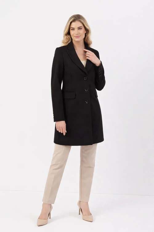 elegancki plaszcz damski megi czarny maleni