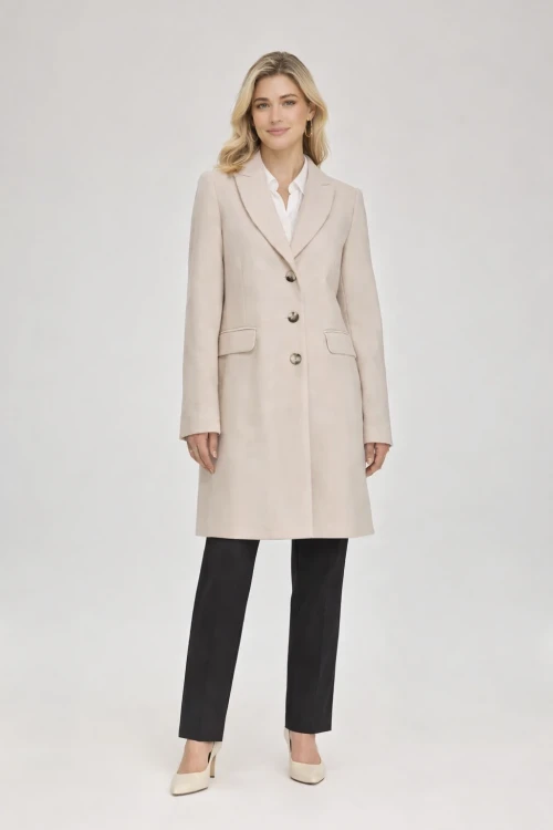 elegancki plaszcz damski megi bezowy przod maleni