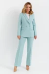 Garnitur damski Marta – szałwiowy komplet marynarka i spodnie   
