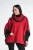 Czerwono-grafitowe ponczo damskie oversize z 100% wełny – Greta Maleni (1).webp