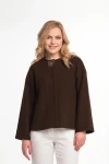Lekka kurtka Monika w stylu żakietu oversize 100% wełna czekoladowa
