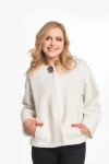 Lekka kurtka Monika w stylu żakietu oversize 100% wełna kremowa