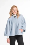 Lekka kurtka Monika w stylu żakietu oversize 100% wełna błękitna